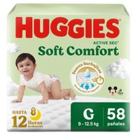 Pañales para Bebé HUGGIES Soft Comfort Talla G Paquete 58un