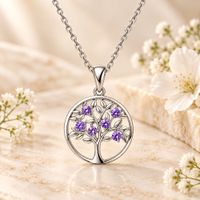 Collar Árbol Místico Brillante en Lila - Plata 925