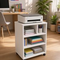 Mueble Auxiliar para impresora de melamina blanco