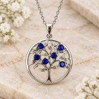 Collar Árbol Místico Brillante en Azul suave - Plata 925