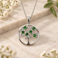 Collar Árbol Místico Brillante en Verde - Plata 925