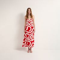Vestido Mujer Sfera Tirantes Botones Rojo