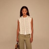 Blusa Mujer Sfera Flecos Blanco