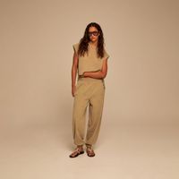 Pantalon Mujer Sfera Gasa Lurex Kaki