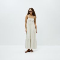 Vestido Mujer Sfera Pechera Bordada Beige