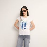 Polo Mujer Sfera Lentejuelas Manga T-2 Blanco Roto