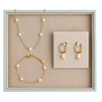 Juego de Collar Pulsera y Aretes de Perlas
