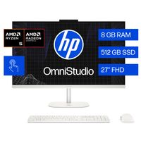 All in One HP OmniStudio 27-cv0071la, AMD Ryzen 5, 8 GB RAM, 512 GB SSD, 27"" Táctil FHD, Windows 11 Home