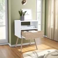 Velador 1 Cajón Otom Blanco Y Rovere
