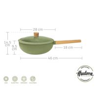 Wok  Aluminio Antiadherente con Tapa 28cm Olive HUDSON