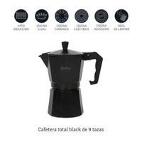 Cafetera Aluminio Negra 9 Tazas Cafe Full Black HUDSON