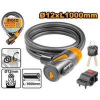CANDADO CABLE DE ACERO PARA BICICLETA INGCO 12X1000MM DBK11210