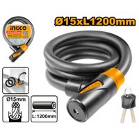 CANDADO CABLE DE ACERO PARA BICICLETA INGCO 15X1200MM DBK151201