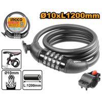 CANDADO CABLE DE ACERO PARA BICICLETA CON COMBINACIÓN INGCO 10X1200MM DBK21012