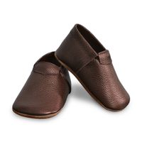 Zapatos Mocs de Cuero Color Marrón hechos a mano para Bebés y Niños