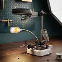 Lupa Robot Para Soldar 3.5x 5x 8x Con 6 Luces Led Y Pinzas
