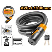 CANDADO CABLE DE ACERO PARA BICICLETA INGCO 20X1200MM DBK112012