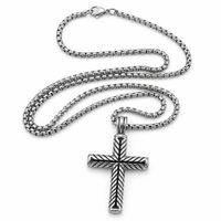 Collar Cruz Trenzada De Acero Con Cadena Cesta Para Hombre