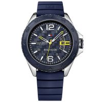 Reloj Tommy Hilfiger Cody 1791204 Fecha Acero Inoxidable Correa de Silicona Azul