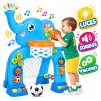 Centro De Actividades Elefante 2 en 1 Juego Futbol Y Basquet Con Luces y Sonido Funciones