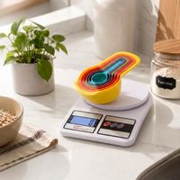 Balanza de cocina con luz y cucharas medidoras set 6pcs