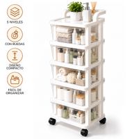 Carrito Organizador Multiuso 5 Niveles con Cajones y Ruedas 360 para Oficina KH5