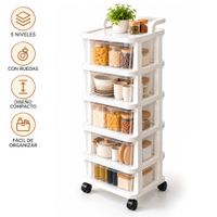 Carrito Organizador Multiuso 5 Niveles con Cajones y Ruedas 360 para Cocina KH5
