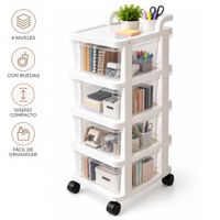 Carrito Organizador Multiuso 4 Niveles con Cajones y Ruedas 360 para Oficina KH4