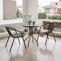 Set de terraza Basic Negro 1 Mesa + 2 Sillas