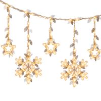 Luces LED Navideñas Cortina 3 Metros  4 Copos de Nieve y 4 Estrellas