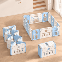 Corral plegable celeste y blanco infantil 150 x 110 cm