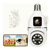 FOCO CAMARA FULL HD DE SEGURIDAD DOBLE LENTE 360º VISION NOCTURNA Y AUDIO