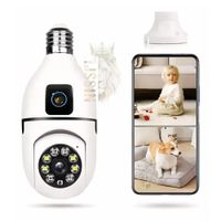 FOCO CAMARA FULL HD DE SEGURIDAD DOBLE LENTE 360º VISION NOCTURNA Y AUDIO FACIL DE USAR
