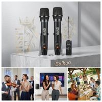 KIT DE 2 MICROFONOS KARAOKE INALAMBRICO RECARGABLE BAIHUO
