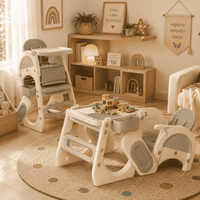 Silla de Comer y Escritorio Infantil Multifuncional Gris