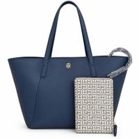 CARTERA TOTE TOMMY HILFIGER AZUL 2 EN 1 CON MONOGRAFIADO