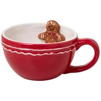 Taza DECO HOME Roja Galleta Dulce Navidad