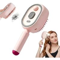 Cepillo Masajeador Capilar Eléctrico con Spray de Vapor y Luz Roja Recargable - Rosado