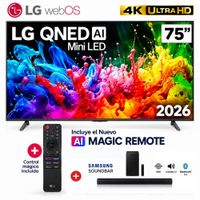 Televisor 75 4K UHD QNED MiniLED Negro LG 75QNED65BSA 2026 - Soundbar B450