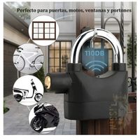 CANDADO CON ALARMA ANTIRROBO PARA MOTO BICICLETAS PUERTAS