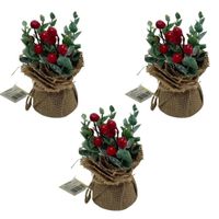 Pack De 3 Mini Arreglos Navideños De Moritas Rojas De 15Cm Bg410209 Floripastore