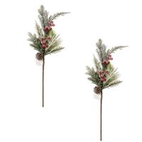 Pack De 2 Varas Navideñas De Moras Rojas Nevadas De 80Cm Fn277 Floripastore