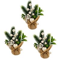 Pack De 3 Mini Arreglos Navideños De Moritas Blancas De 15Cm Bg510374 Floripastore