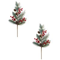 Pack De 2 Picks Navideños De Moritas Rojas Y Follaje De 50Cm Bg510372 Floripastore