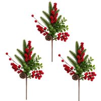 Pack De 3 Picks Navideños De Moritas Rojas De 42Cm Bg510386 Floripastore