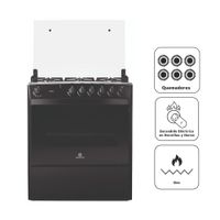 Cocina de Pie a Gas INDURAMA 6 Quemadores Oviedo Negro