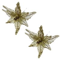 Pack de 2 Flores Artificiales De Cardenal Dorado Navideño De 30Cm FN219 FLORIPASTORE