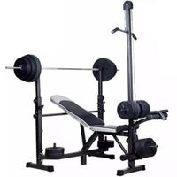 Mini gimnasio banca para pecho con predicador  polea