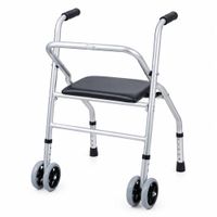 Andador con Asiento y Ruedas de Aluminio Plateado