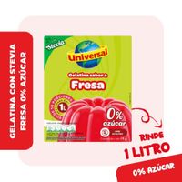 Gelatina Sin Azúcar UNIVERSAL con Stevia Sabor a Fresa Caja 19g